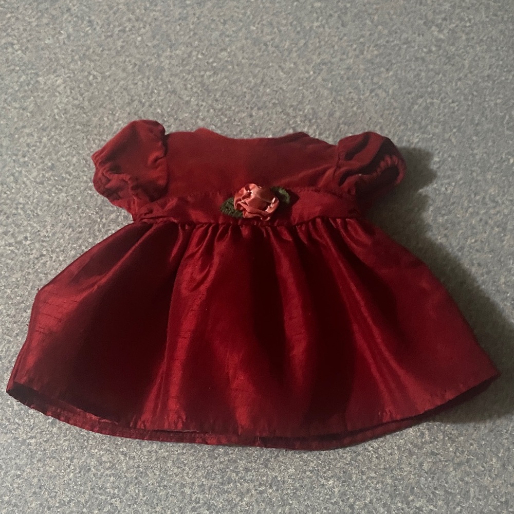 American Girl Bitty Baby Red Doll Dress with Floral Accent